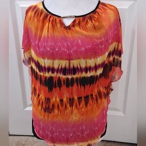Cocomo Semi Sheet Tie Dye Poncho Top.  Size S